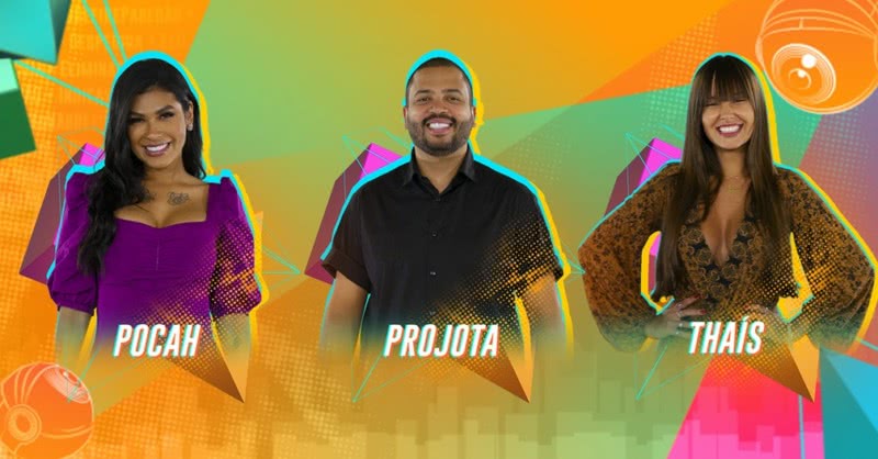 Disputam o sétimo Paredão do Big Brother Brasil nesta terça-feira (16) Pocah, Projota e Thaís. Quem sai? (Divulgação/Globo)