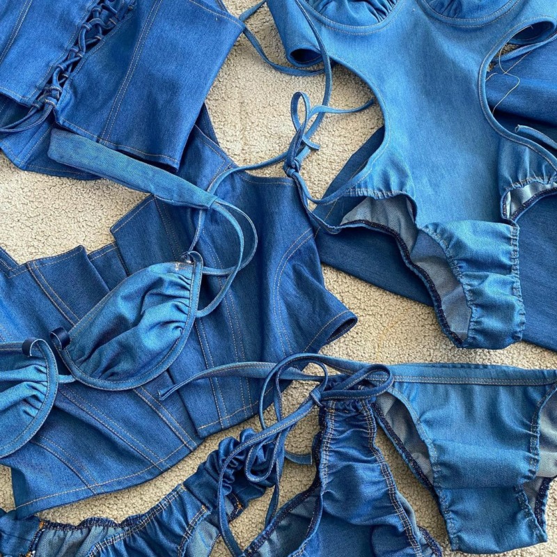 Coleção cápsula de jeans da Sand Blue, com peças feitas de jeans da linha Sustentare, da indústria Santana Textiles, em lavagem a seco, com ozônio (Acervo)