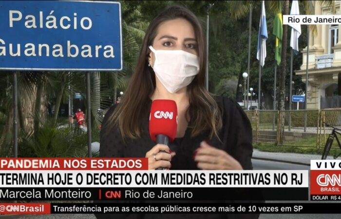 Marcela Monteiro em uma das suas coberturas para a CNN Brasil (Reprodução)