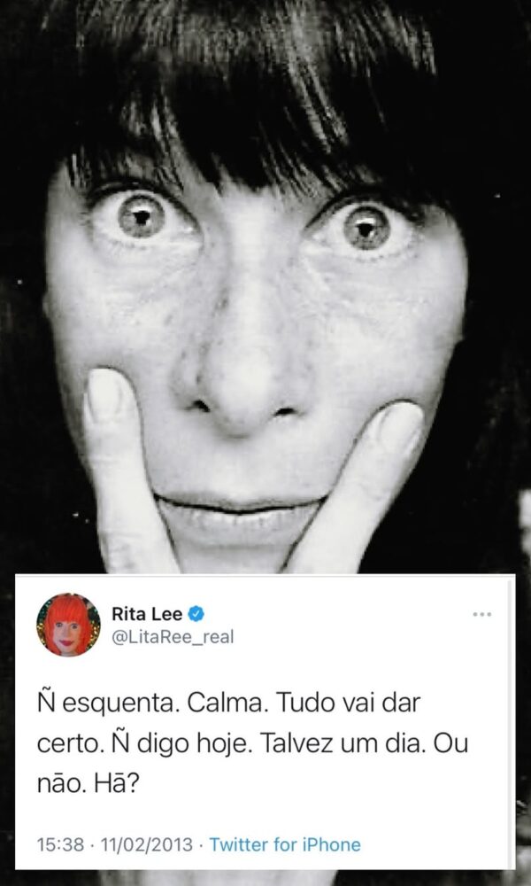 Rita Lee em um dos seus famosos tweets: mistura de 'oráculo' e exercício de humor (Reprodução/Instagram)