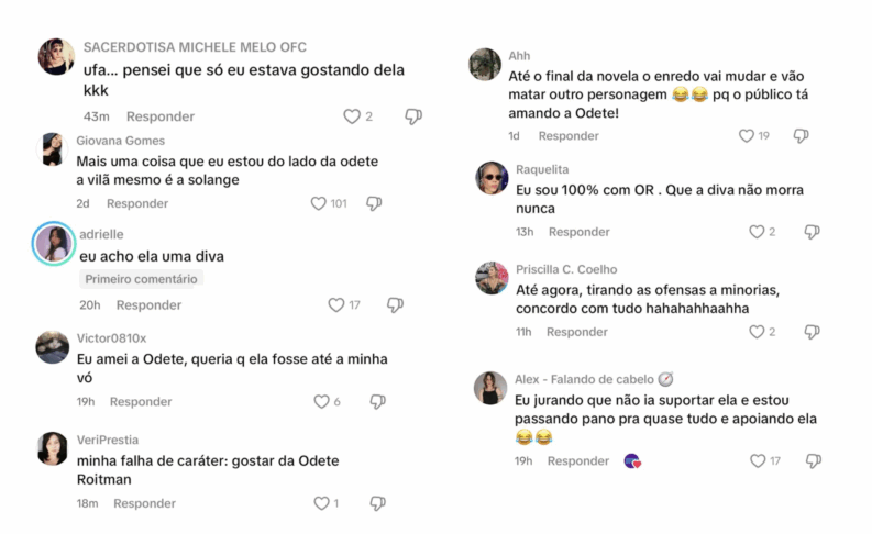 Telespectadores apoiam atitudes de Odete Roitman e exaltam atuação de Débora Bloch (Reprodução/Tik Tok)