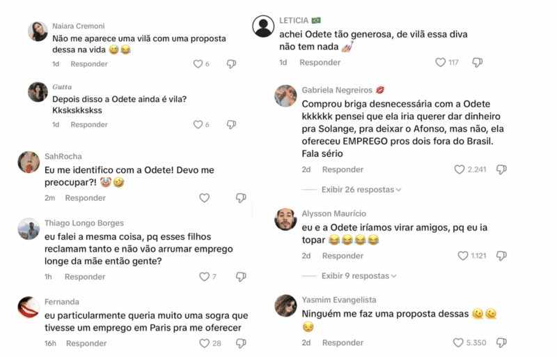 Telespectadores apoiam falas problemáticas de Odete Roitman e exaltam atuação de Débora Bloch (Reprodução/Tik Tok)