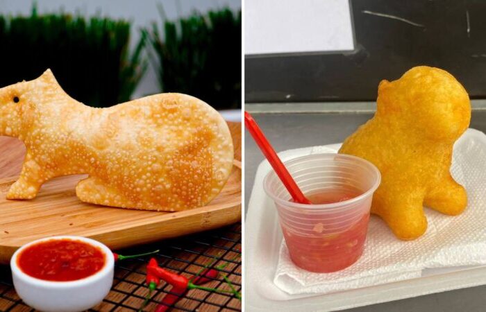 Pastel de capivara e coxinha de capivaras, comidas populares na web (Reprodução/Instagram)