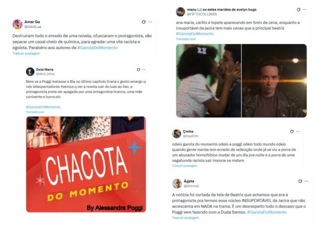 Telespectadores de "Garota do Momento" criticam diminuição do tempo de tela de personagens pretos (Reprodução/X)