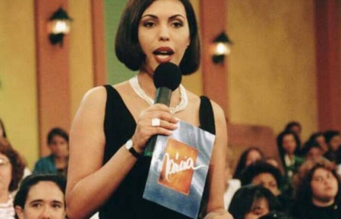 Márcia Goldschmidt em seu programa nos anos 1990 (Imagem: Reprodução)
