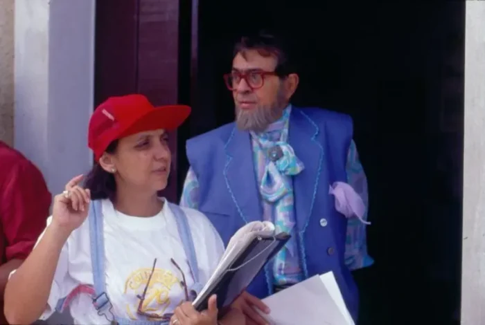 A diretora Cininha de Paula e Chico Anysio em 'Chico Anysio Show' (Foto: Acervo/Globo)