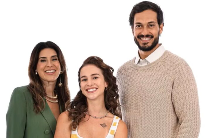 Fernanda Paes Leme, Laryssa Ayres e Raphael Vianna estão na nova novela vertical ‘Uma Babá Milionária’ (Foto: Divulgação/Globo)