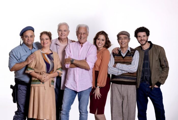 Antonio Fagundes e o elenco do espetáculo 'Sete minutos' (Foto: Ronaldo Gutierrez)